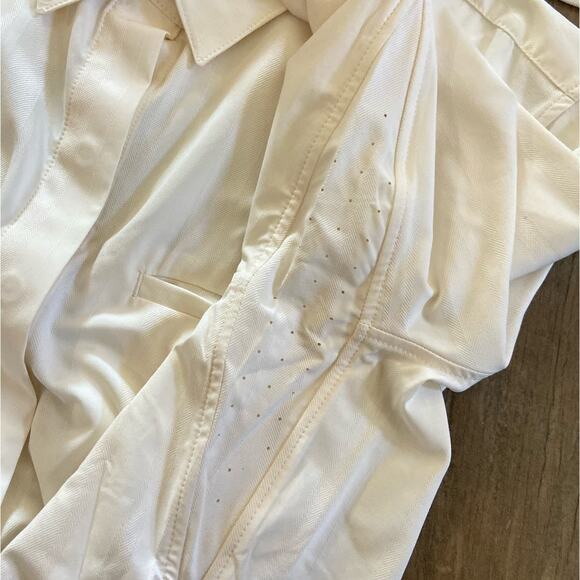 ATHLETA Urbanite Textured Tide Stripe Sea Salt Button Up Long Sleeve Top Small P - Picture 6 of 9